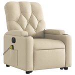 vidaXL Fauteuil inclinable de massage électrique Crème Tissu