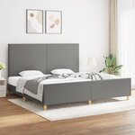 vidaXL Cadre de lit avec tête de lit Gris foncé 200x200 cm Tissu