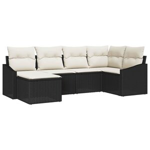 vidaXL Ensemble de Canapés avec coussin 6 Pièces Noir polyrotin