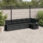 vidaXL Salon de jardin 6 Pièces avec coussins noir résine tressée