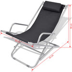 vidaXL Chaises inclinables de terrasse lot de 2 Acier Noir