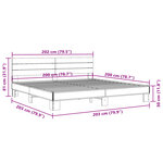 vidaXL Cadre de lit chêne fumé 200x200 cm bois d'ingénierie et métal