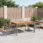 vidaXL Ensemble à manger jardin 4Pièces et coussins Gris Résine tressée