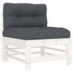 vidaXL Salon de jardin 8 Pièces avec coussins blanc bois massif