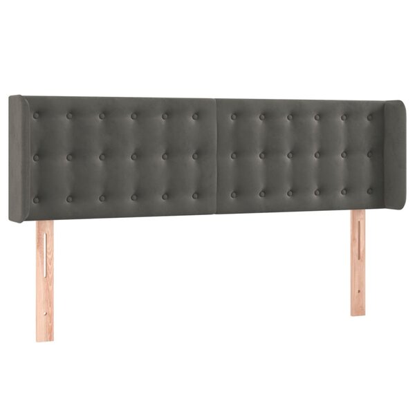 vidaXL Tête de lit avec oreilles Gris foncé 147x16x78/88 cm Velours