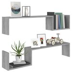 vidaXL Étagères murales 2Pièces Sonoma gris 100x15x20cm Bois d’ingénierie