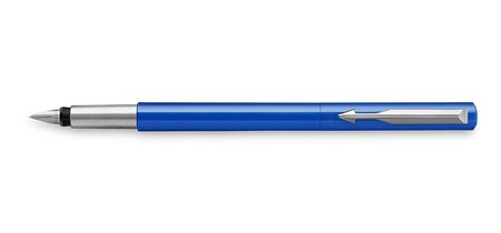 Stylo plume VECTOR Pte Moyenne Corps Bleu Brillant Attribut Acier PARKER