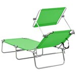 vidaXL Chaise longue pliable avec auvent vert aluminium