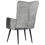 vidaXL Chaise à oreilles Gris Cuir véritable
