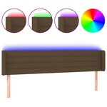 vidaXL Tête de lit à LED Marron foncé 163x16x78/88 cm Tissu
