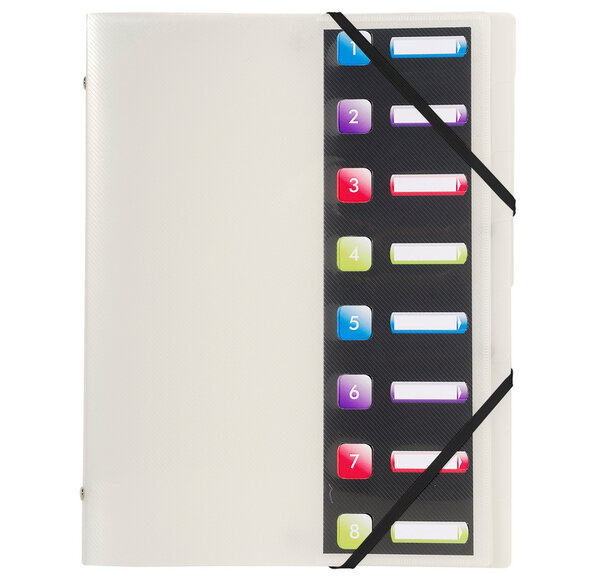 10 Trieurs Crystal - 3 rabats - 8 compartiments - A4 - Couleur aléatoire EXACOMPTA