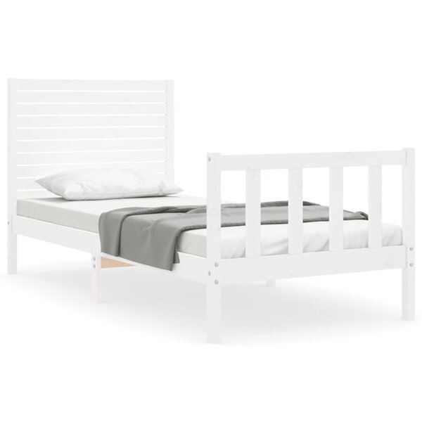 vidaXL Cadre de lit avec tête de lit blanc petit simple bois massif