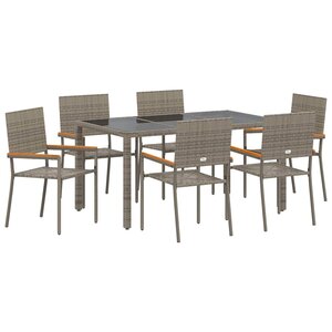 vidaXL Ensemble de salle à manger pour jardin 7 Pièces Gris polyrotin