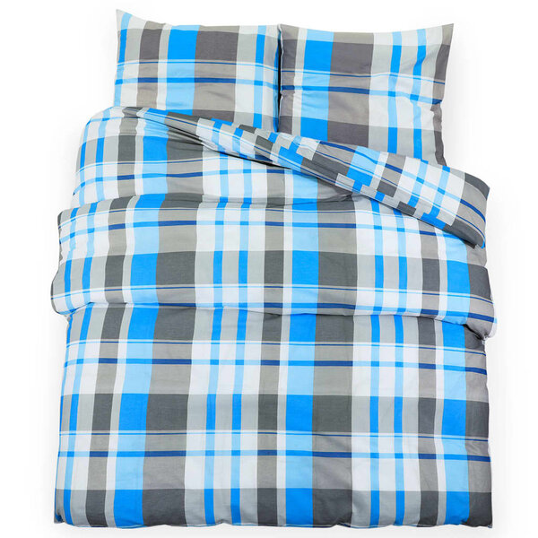 vidaXL Ensemble de housse de couette Bleu et gris 220x240 cm Coton