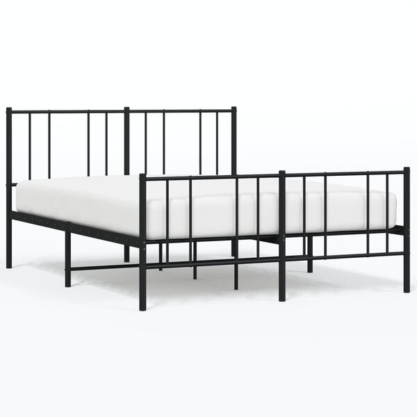 vidaXL Cadre de lit métal avec tête de lit/pied de lit noir 140x200 cm