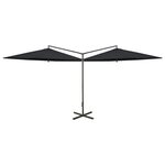 vidaXL Parasol double avec mât en acier Noir 600 cm