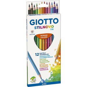 Etui de 12 crayons couleur stilnovo tri triangulaire 7mm mine 3.3mm giotto