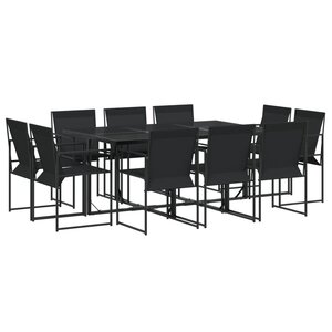 vidaXL Ensemble à manger de jardin 11 Pièces noir textilène
