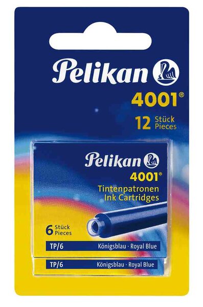 Blister 2 étuis de 6 Cartouches d'encre 4001 Bleu royal PELIKAN