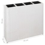 vidaXL Lit surélevé de jardin avec 4 pots Résine tressée Blanc