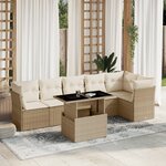 vidaXL Salon de jardin avec coussins 7 Pièces beige résine tressée