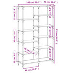 vidaXL Bibliothèque chêne fumé 100x32x170 cm bois d'ingénierie et fer