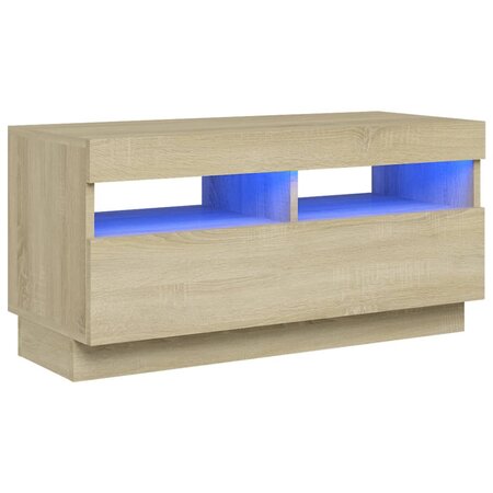 vidaXL Meuble TV avec lumières LED chêne sonoma 80x35x40 cm