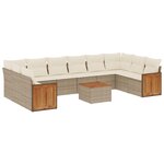 vidaXL Salon de jardin 11 Pièces avec coussins beige résine tressée