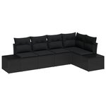 vidaXL Ensemble de canapé de jardin de 5 pièces avec coussins en poly rattan noir