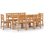 vidaXL Ensemble à manger de jardin 9 Pièces Bois de teck solide