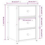 vidaXL Tables de chevet 2 Pièces sonoma gris 40x36x60cm bois d'ingénierie
