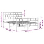 vidaXL Cadre de lit métal avec tête de lit/pied de lit blanc 140x190cm