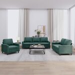 vidaXL Ensemble de canapés 3 Pièces avec coussins Vert foncé Velours