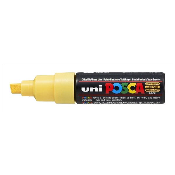 Marqueur pointe large biseautée POSCA PC8K 8mm Jaune Paille x 6 POSCA