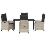 vidaXL Set de salle à manger de jardin 5 pièces avec coussins Gris clair Poly Rattan