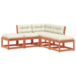 vidaXL Salon de jardin 5 Pièces avec coussins cire marron bois pin massif