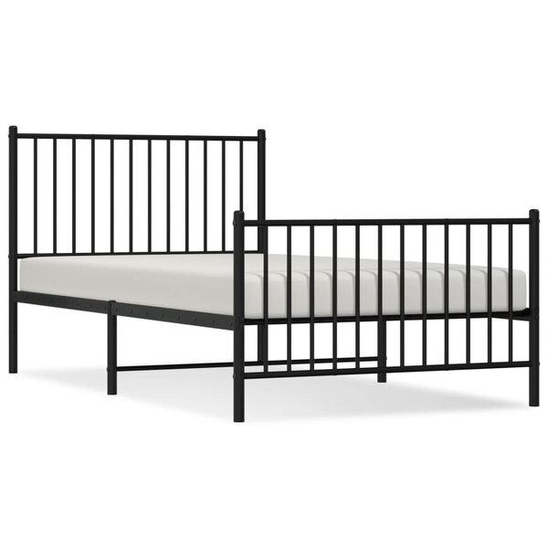 vidaXL Cadre de lit métal avec tête de lit/pied de lit noir 100x190 cm