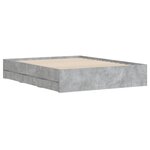 vidaXL Cadre de lit avec tiroirs sans matelas gris béton 150x200 cm