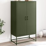 vidaXL Buffet haut vert olive 68 5x38 5x123 5 cm acier