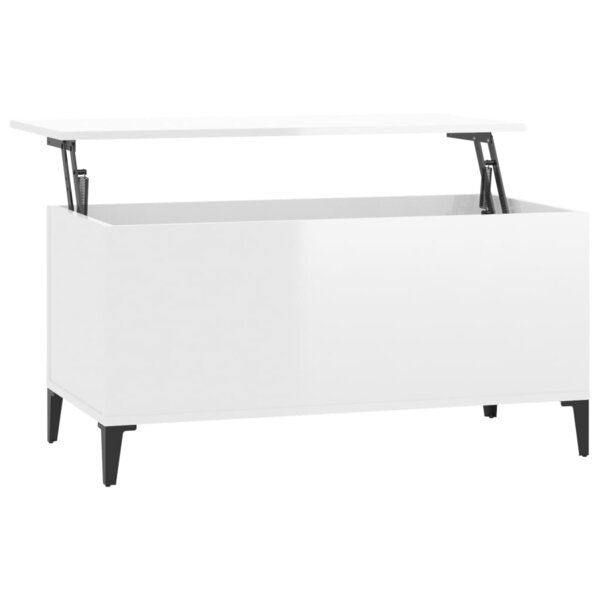 vidaXL Table basse Blanc brillant 90x44 5x45 cm Bois d'ingénierie