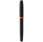 Stylo plume Parker IM Vibrant Rings  Satin noir laqué  attributs orange vif  plume moyenne  recharge d’encre bleue  Coffret cadeau