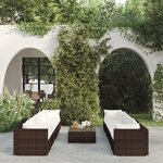 vidaXL Salon de jardin 9 Pièces avec coussins résine tressée marron