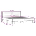 vidaXL Cadre de lit chêne fumé 200x200 cm bois d'ingénierie et métal