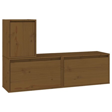 vidaXL Meubles TV 3 Pièces Marron miel Bois massif de pin