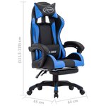 vidaXL Fauteuil de jeux vidéo avec repose-pied Bleu et noir Similicuir