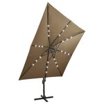 vidaXL Parasol déporté avec mât et lumières LED Taupe 300 cm