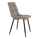 2 chaises de salle à manger en microfibre marron clair avec pieds noirs