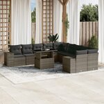 vidaXL Salon de jardin 11 Pièces avec coussins gris résine tressée