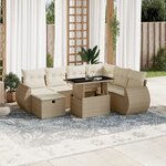 vidaXL Salon de jardin avec coussins 8 Pièces beige résine tressée