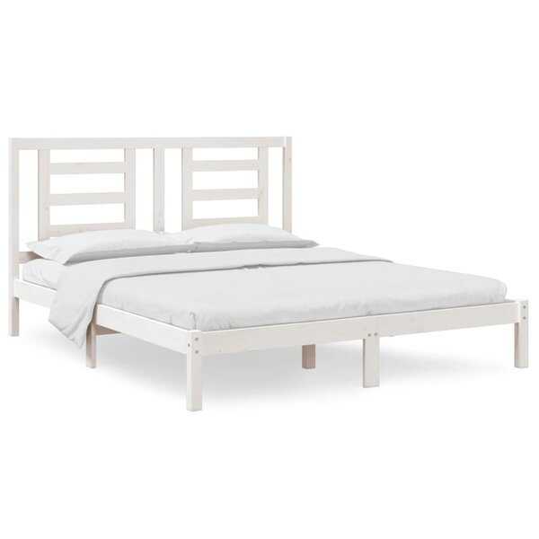 vidaXL Cadre de lit Blanc Bois de pin massif 160x200 cm